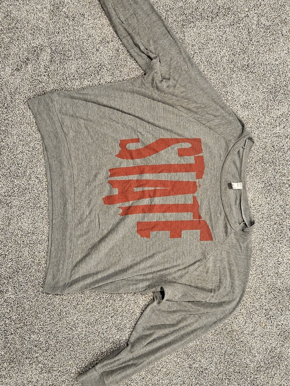 Gray Long Sleeve Shirt with Red Ohio State Graphic